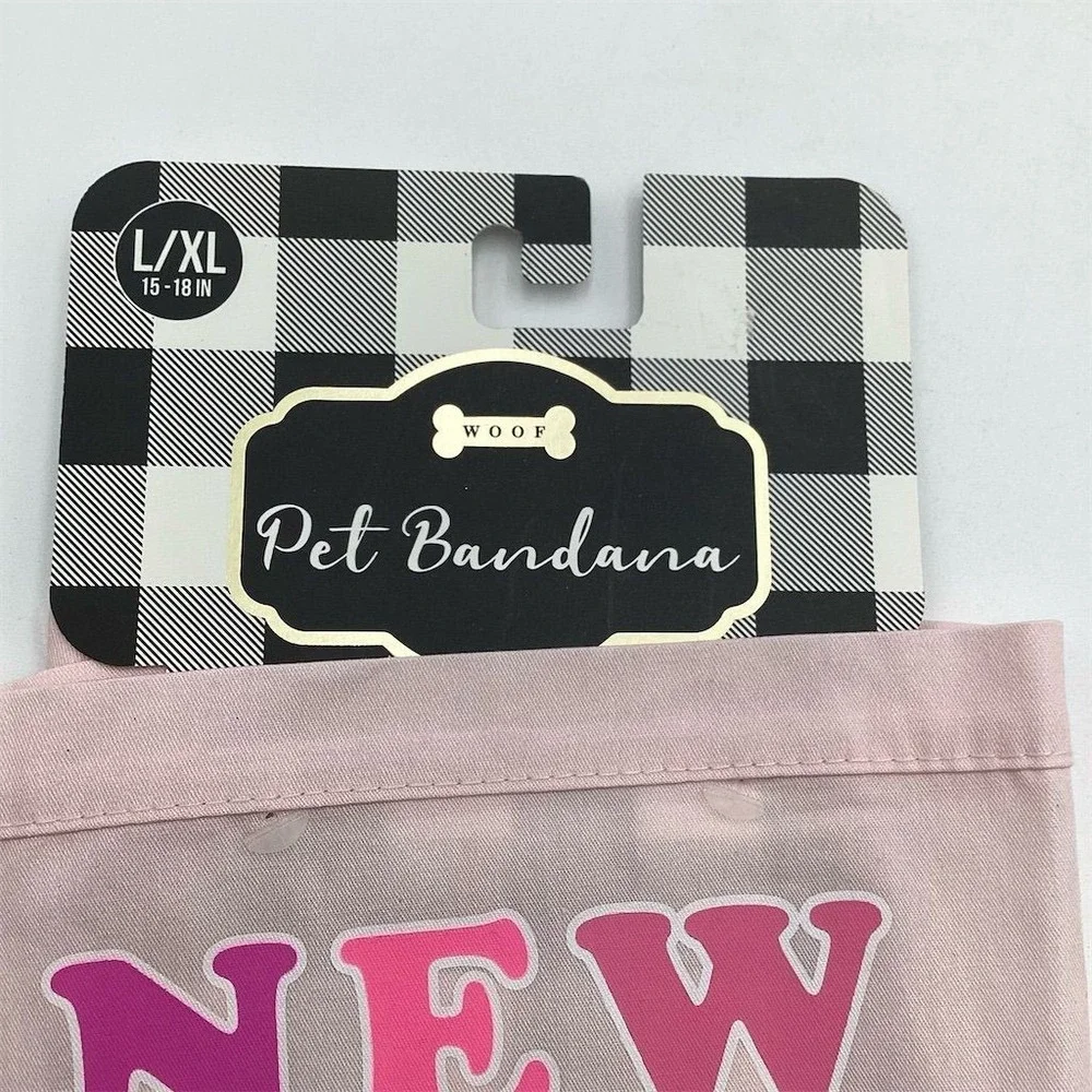 New Big Sis Dog Bandana L Pink with Gold‎ Trim Stylish Accessory